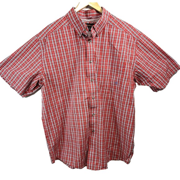 Ariat Pro Series Shirt Men’s size XL button down SS Red Plaid Cotton Blend EUC!! - Picture 1 of 9